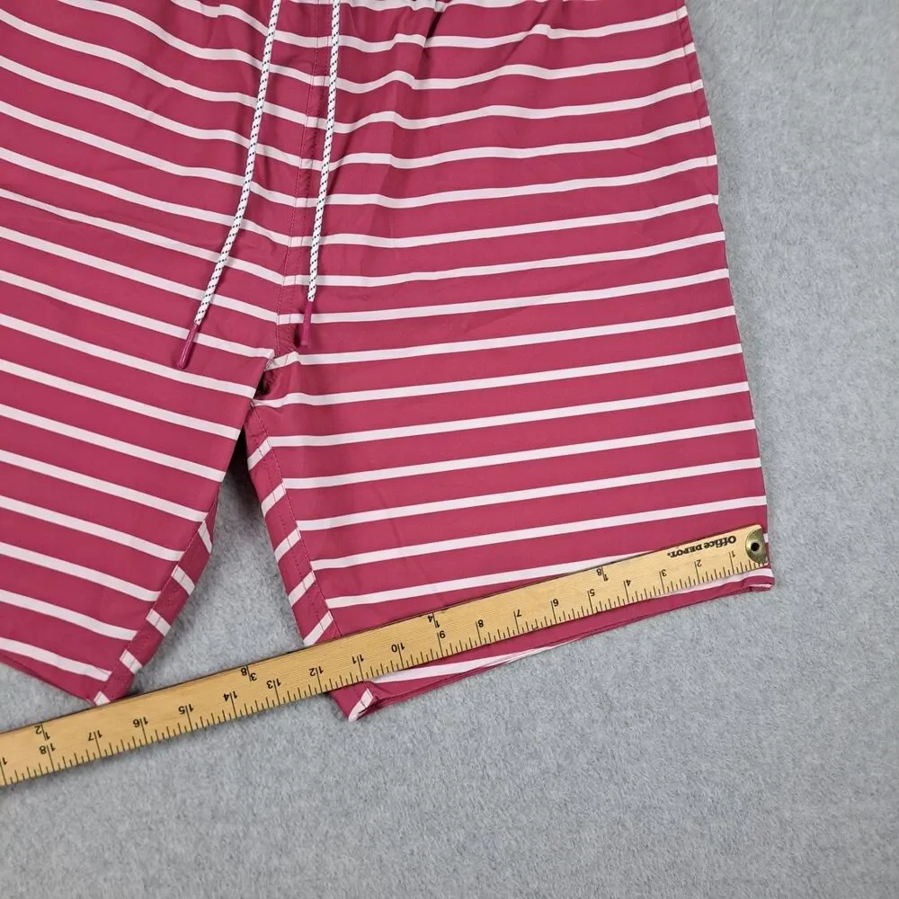 Bonobos Swim Shorts Mens 34 Striped Trunks Beach Board Shorts 9” Pinkish Red